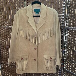 Lauren Ralph Lauren Beige Suede Fringe Blazer